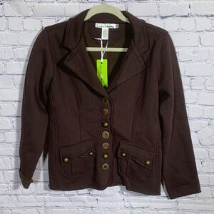 Neon Buddha Womens Sweater Blazer Brown Size XS NWT Military Steam Punk Grunge